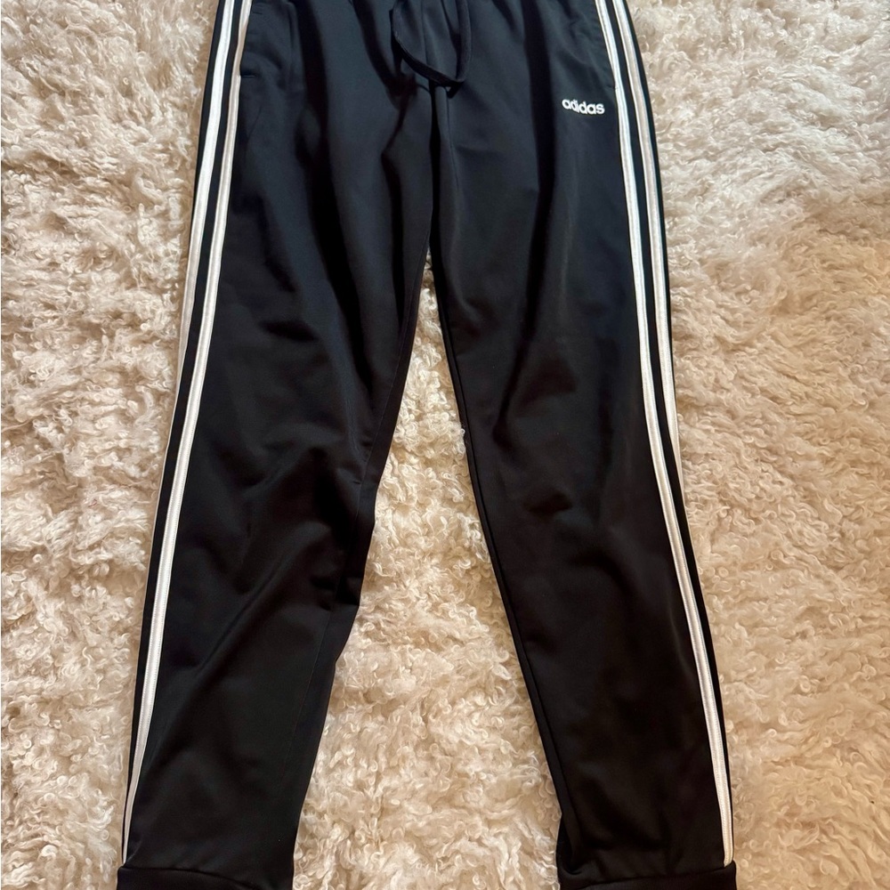 adidas Black Track Pants with White Stripes